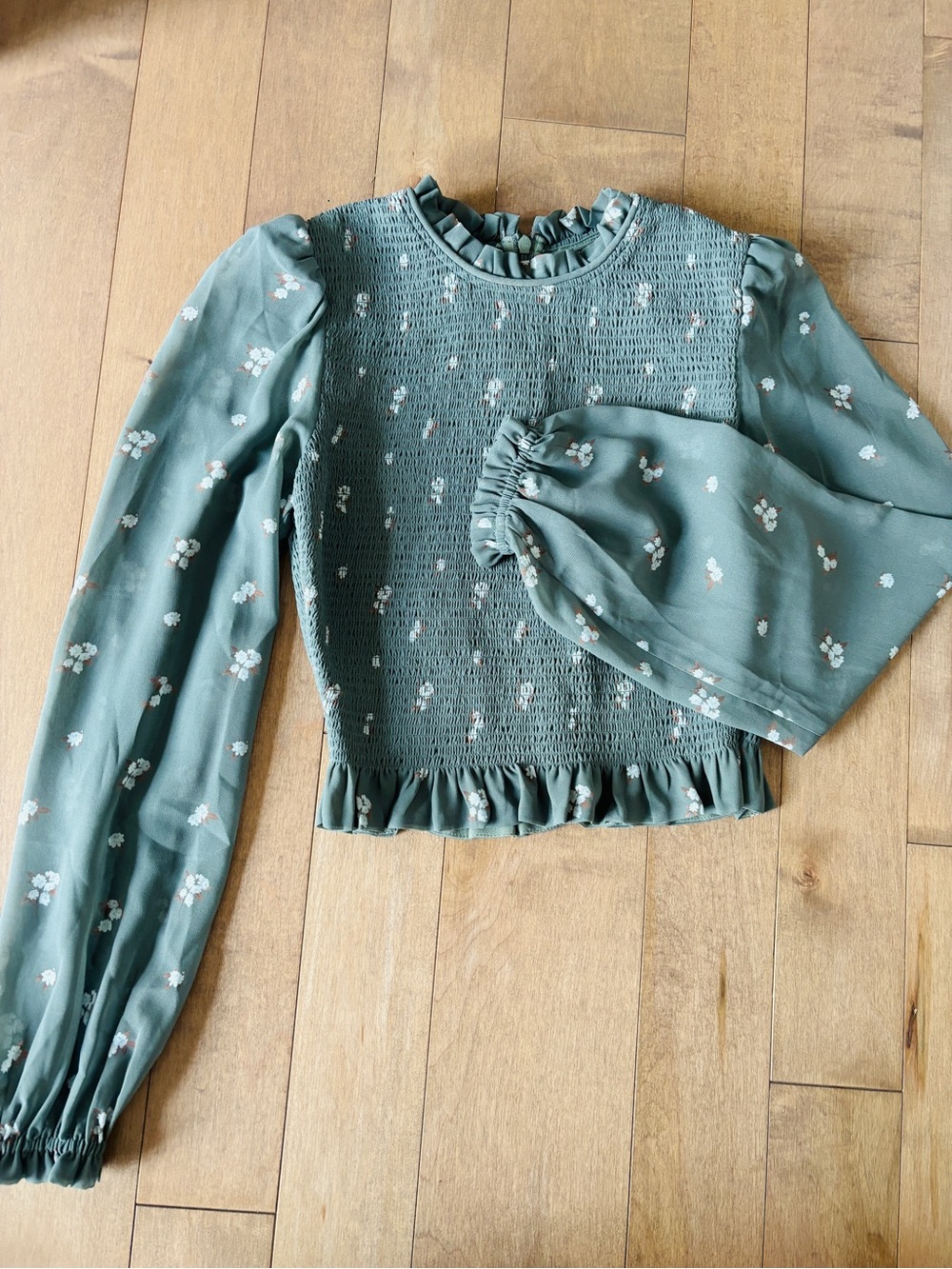 Aritzia Tempest Floral Blouse - sage
